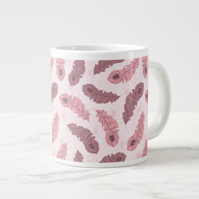 Muster mit Pfaufedern Jumbo-Tasse (Vorderseite Rechts)