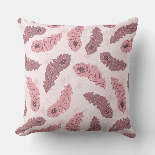 Muster mit Pfaufedern Kissen (Vorderseite)