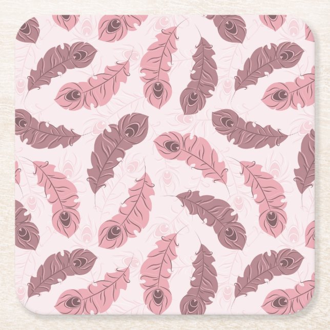 Muster mit Pfaufedern Rechteckiger Pappuntersetzer (Vorderseite)