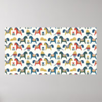 Muster mit Pferden, die von skandinavischer Kunst 