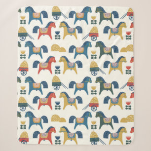 Muster mit Pferden, die von skandinavischer Kunst Sherpadecke