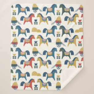 Muster mit Pferden, die von skandinavischer Kunst Sherpadecke