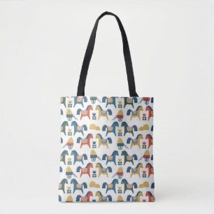 Muster mit Pferden, die von skandinavischer Kunst Tasche
