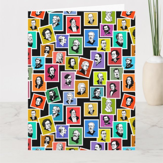 Muster mit Porträts der beststen Komponisten Karte (Vorderseite)