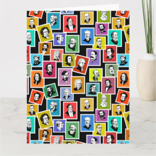 Muster mit Porträts der beststen Komponisten Karte