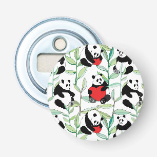 Muster mit reizenden Pandas mit Herzen Flaschenöffner