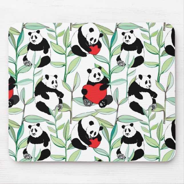 Muster mit reizenden Pandas mit Herzen Mousepad (Vorne)
