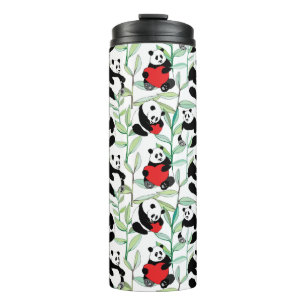 Muster mit reizenden Pandas mit Herzen Thermosbecher
