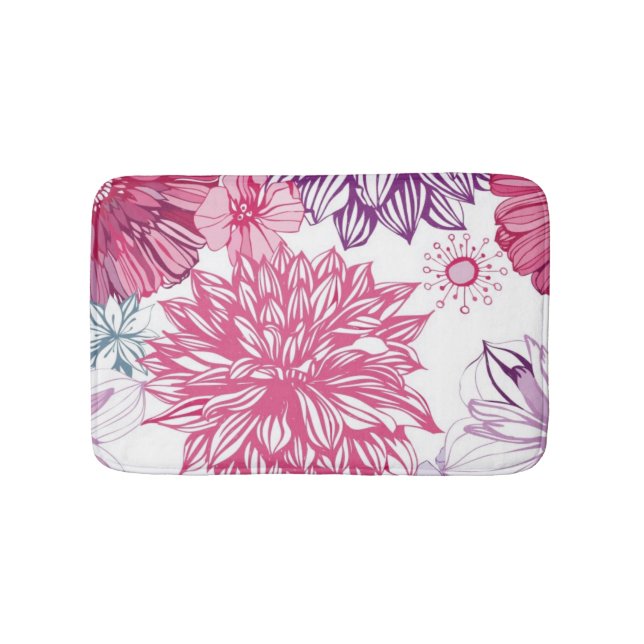 Muster mit rosa Astern und Dahlie Badematte (Vorderseite)