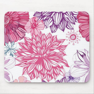 Muster mit rosa Astern und Dahlie Mousepad
