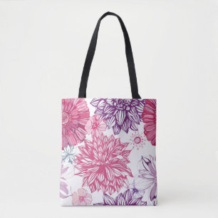 Muster mit rosa Astern und Dahlie Tasche