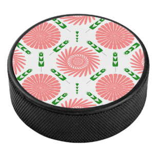 Muster mit rosa Blumen Eishockey Puck