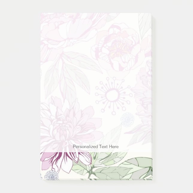 Muster mit rosa Blumen Post-it Klebezettel (Vorderseite)