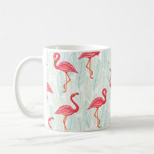 Muster mit rosa Flamingo-Ornamenten im Hintergrund Kaffeetasse