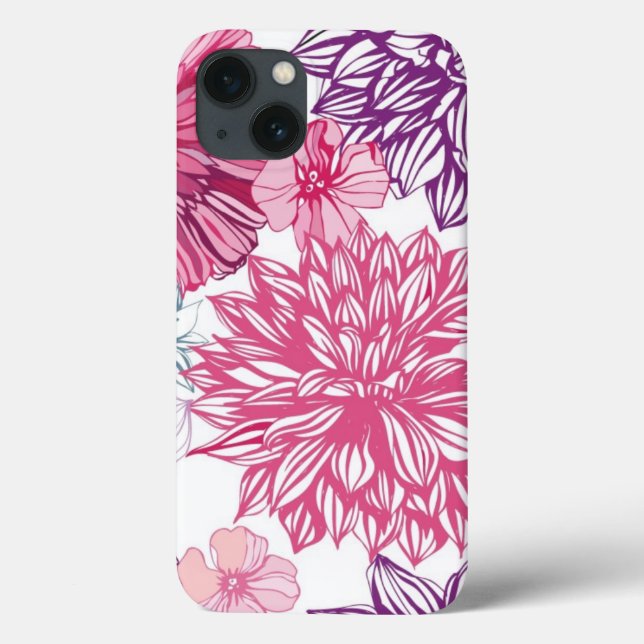 Muster mit rosa Stichen und Dahlien Case-Mate iPhone Hülle (Rückseite)