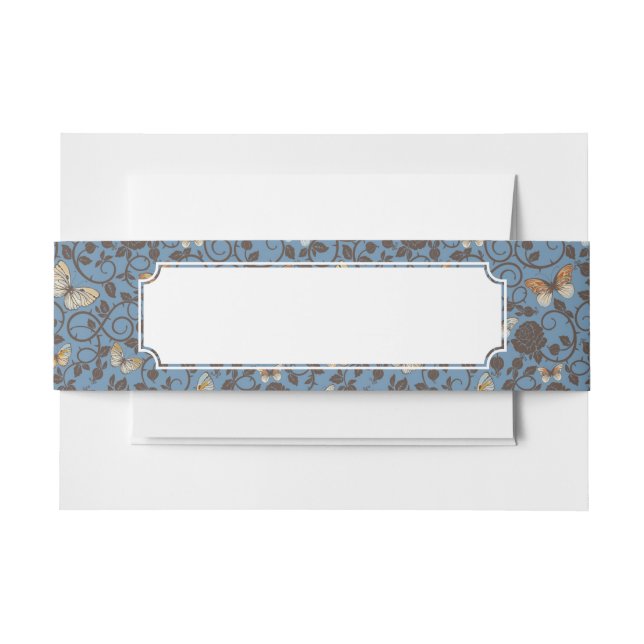 Muster mit Rosen und Schmetterling Einladungsbanderole (Vorderseite Beispiel)
