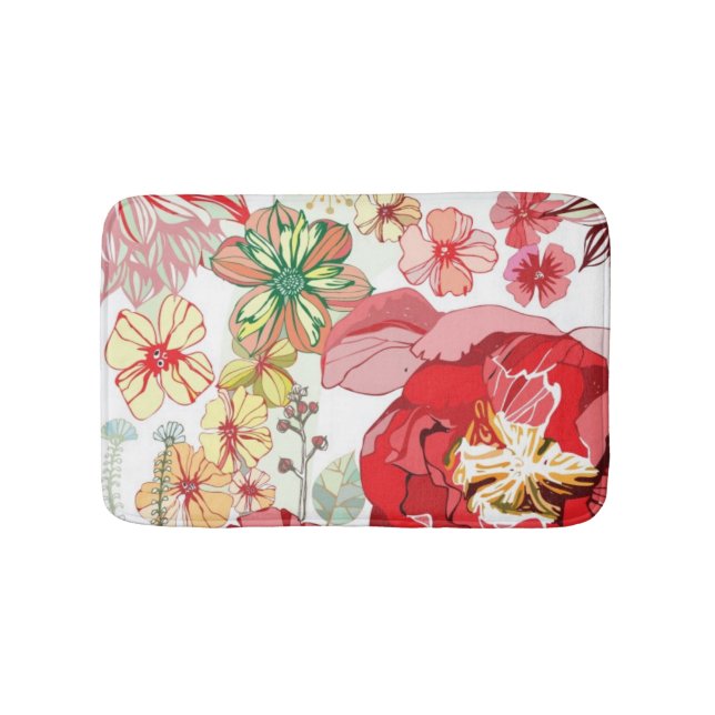 Muster mit roten Blumen Badematte (Vorderseite)