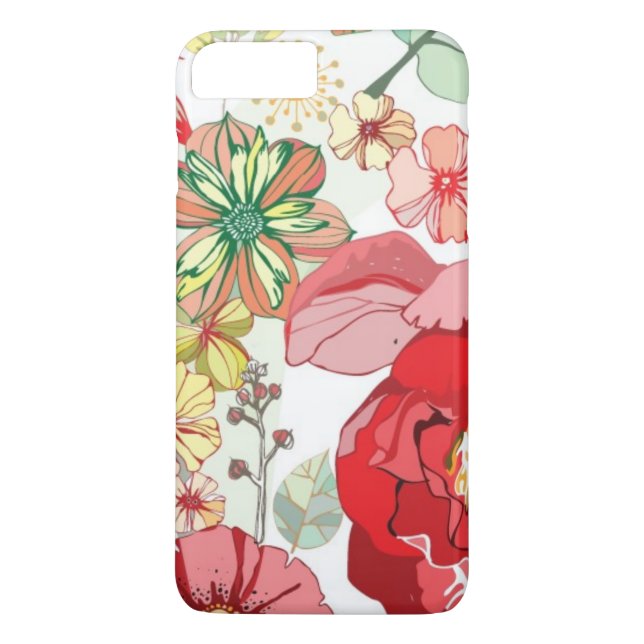 Muster mit roten Blumen Case-Mate iPhone Hülle (Rückseite)