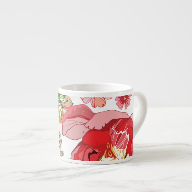 Muster mit roten Blumen Espressotasse (Vorderseite Rechts)