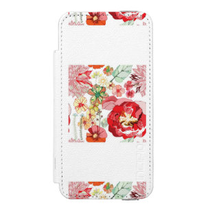 Muster mit roten Blumen Incipio Watson™ iPhone 5 Geldbörsen Hülle