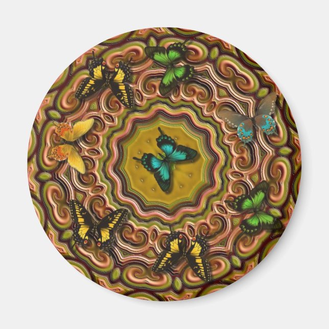 Muster mit Schmetterlingen Magnet (Vorne)