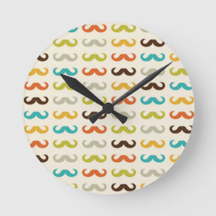 Muster mit Schnurrbart Runde Wanduhr
