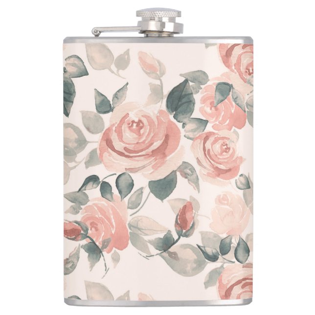 Muster mit schönen Rose /21 Flachmann (Vorderseite)
