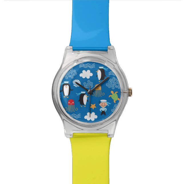 Muster mit Seethema Armbanduhr (Nahaufnahme)