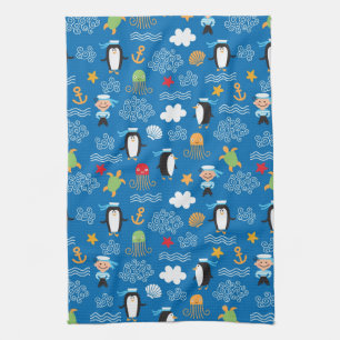 Muster mit Seethema Geschirrtuch