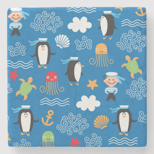 Muster mit Seethema Steinuntersetzer (Vorderseite)