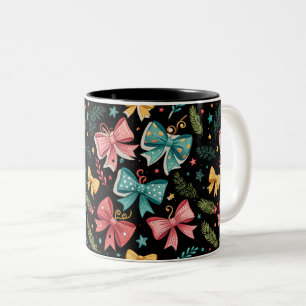 Muster mit Sternen und Kiefernzweigen Zweifarbige Tasse