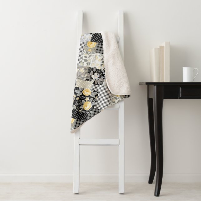 Muster mit Streifen und Gelben Rosen Sherpadecke (Beispiel)