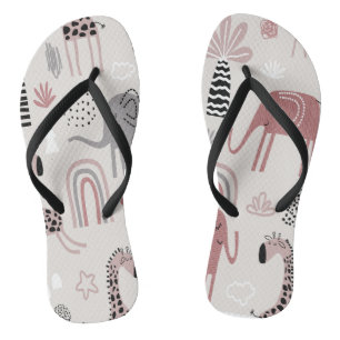 Muster mit süßen Elefanten und Giraffen riesig  Flip Flops