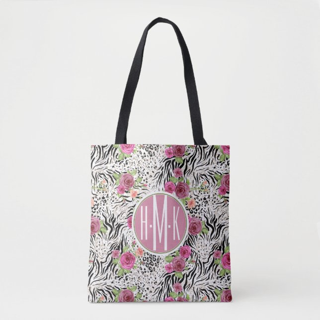 Muster mit Tier druckt | Monogramm Tasche (Vorderseite)