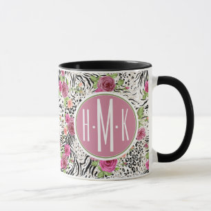 Muster mit Tier druckt   Monogramm Tasse
