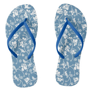 Muster mit Vögeln und Pflanze Flip Flops