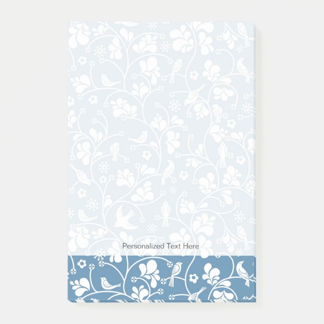 Muster mit Vögeln und Pflanzenverzierung Post-it Klebezettel (Vorderseite)