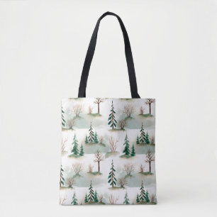 Muster mit Weihnachtsbäumen, Bäumen und Büschen. B Tasche
