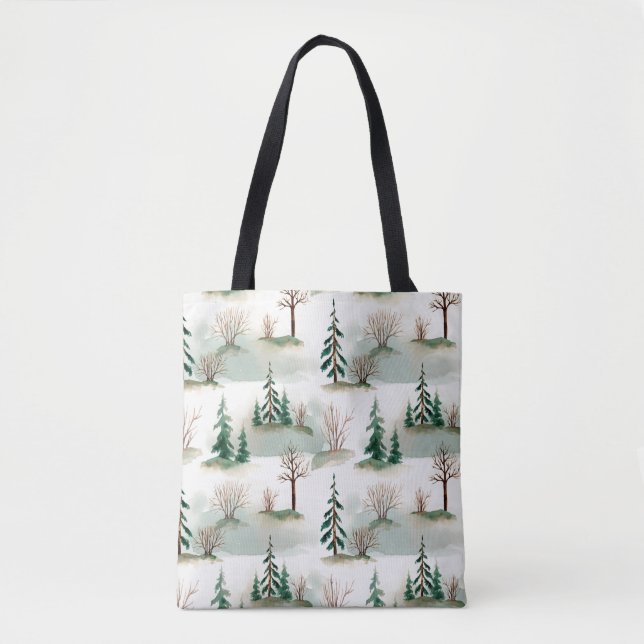 Muster mit Weihnachtsbäumen, Bäumen und Büschen. B Tasche (Vorderseite)