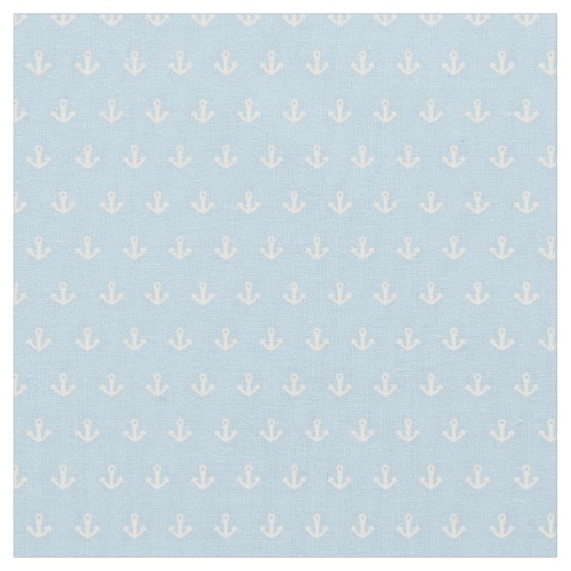 Muster mit weißen Ankern auf Blau Stoff (Nahaufnahme)