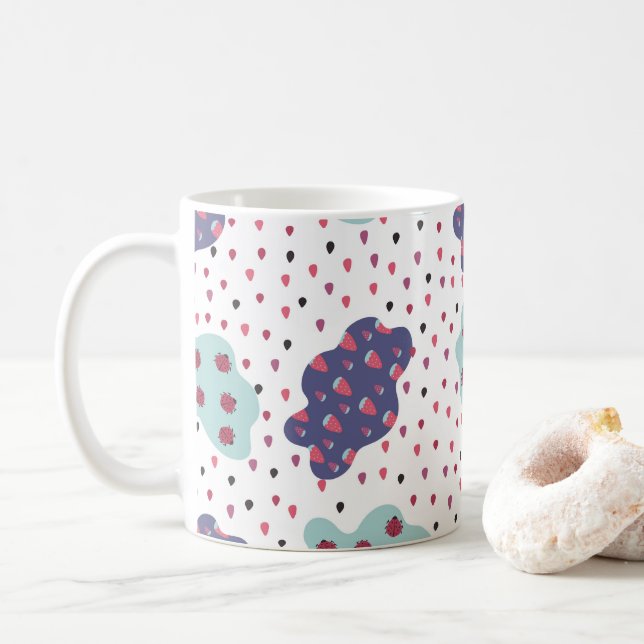 Muster mit Wolken, Ladybugs und Beeren Kaffeetasse (Mit Donut)