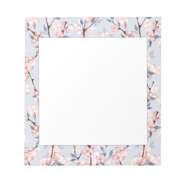 Muster mit zarten Frühlingssakura-Blume Notizblock (Vorderseite)