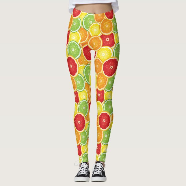 Muster mit Zitrusfrüchten Leggings (Vorderseite)