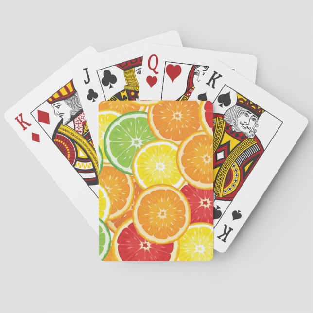 Muster mit Zitrusfrüchten Spielkarten (Rückseite)