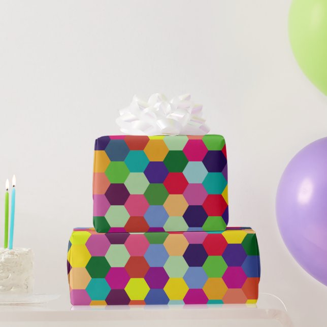 Muster Modern farbenfroh - Modefeder-Hipster Geschenkpapier (Partygeschenke)