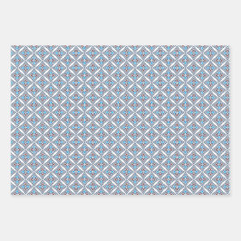 Muster Moderne Geometrie, einfach blau weiß Geschenkpapier Set