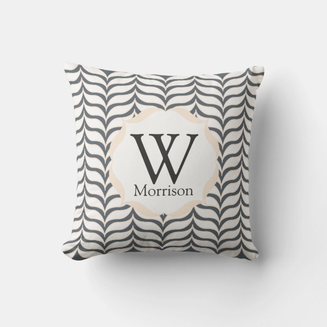 Muster-Monogramm aus geschliffenem Weißcreme Kissen (Vorderseite)