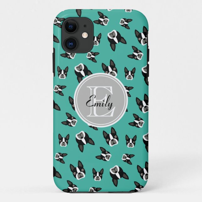 Muster-Monogramm-Handy-Fall Bostons Terrier Case-Mate iPhone Hülle (Rückseite)