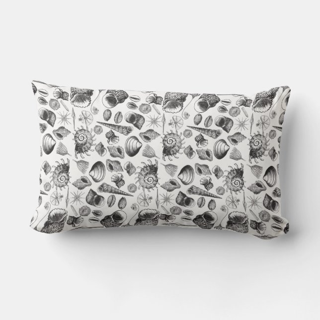 Muster Nautic Black and White Muschel Pillow Lendenkissen (Rückseite)
