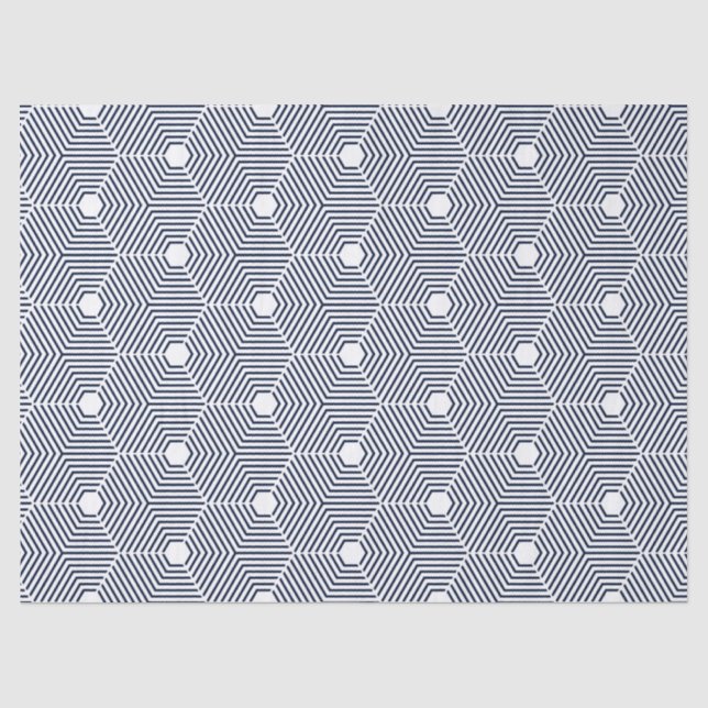 Muster Navy-Blue und White Geometric Seidenpapier (Vorderseite)